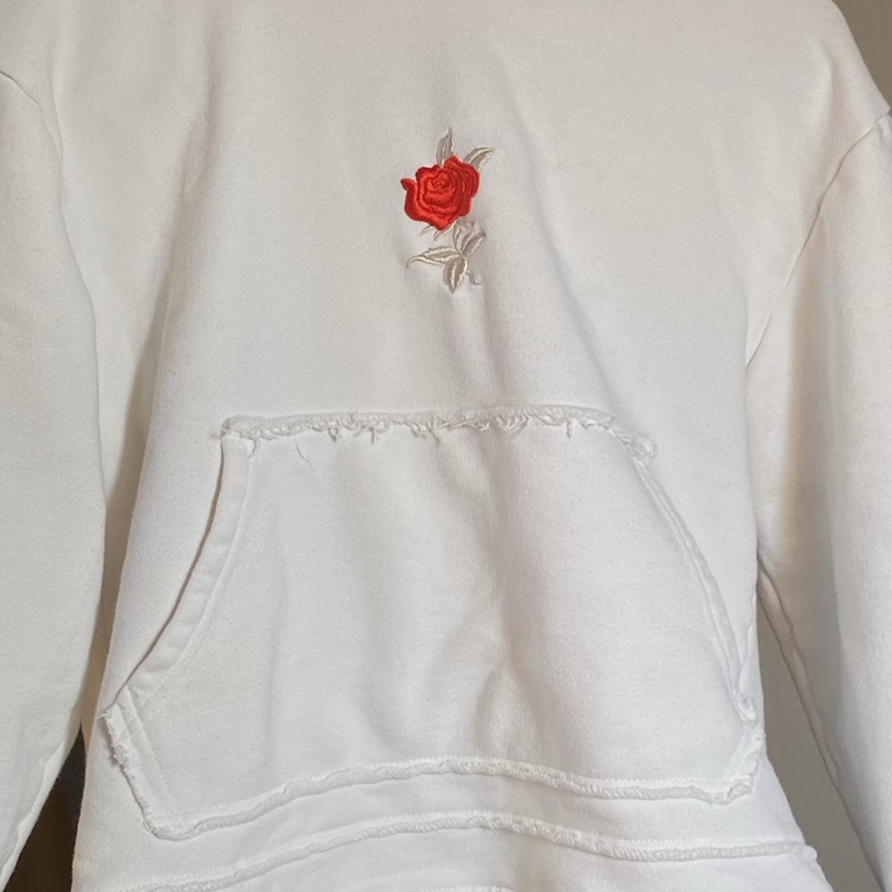Maniere De Voir 🥀 Hoodie with Rose Embroidery Fits... - Depop