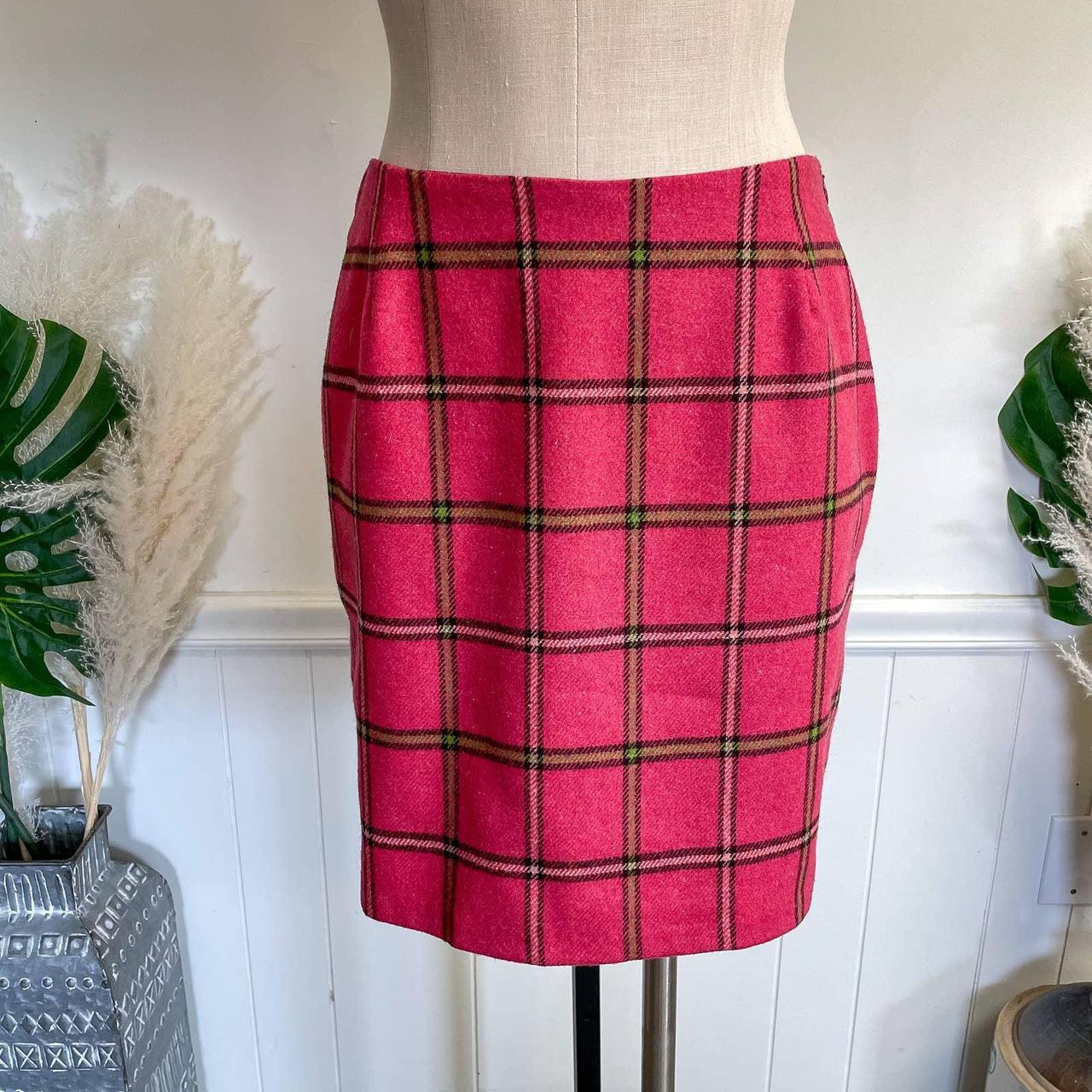 Maxou Vintage Hot Pink Fuschia Tartan Plaid Pencil