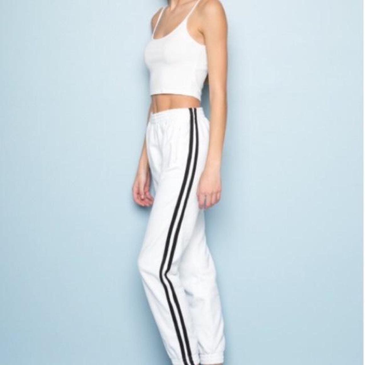 brandy melville rosa sweatpants in white with navy... Depop