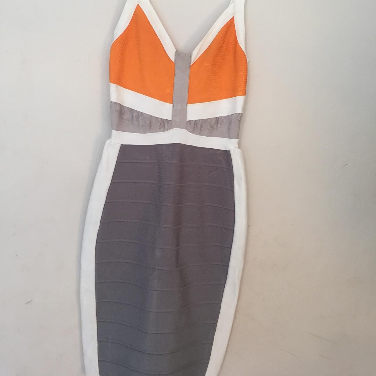 Celeb Boutique grey and orange bandage dress. Worn a... - Depop
