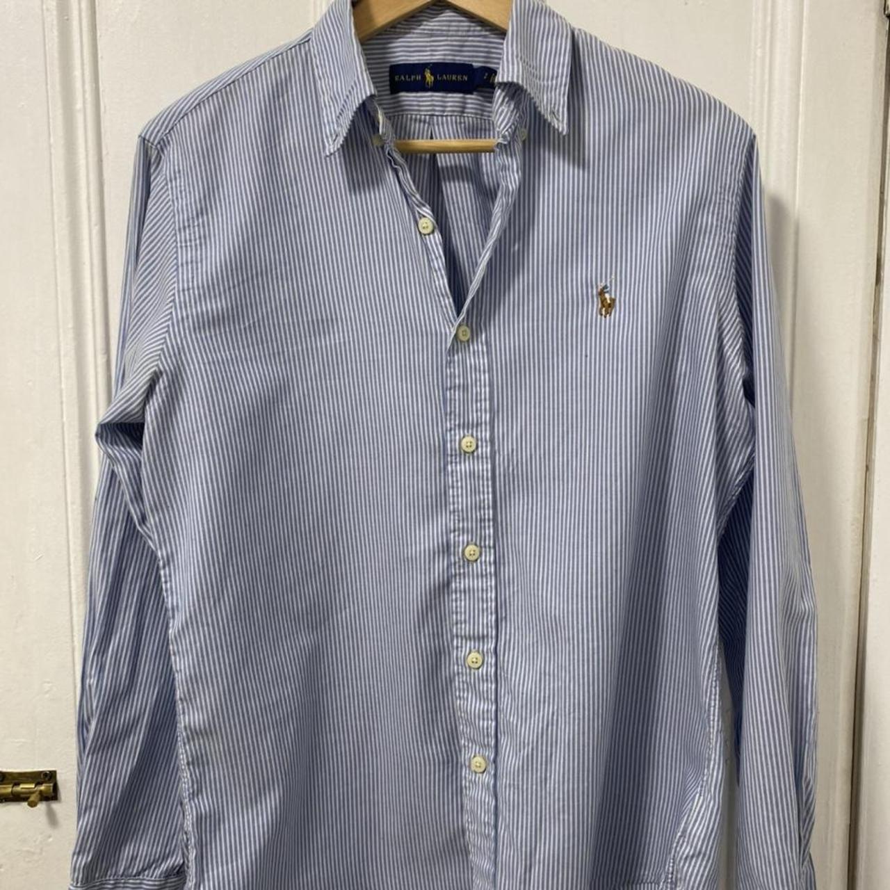 Ralph Lauren Men's White and Blue Shirt | Depop