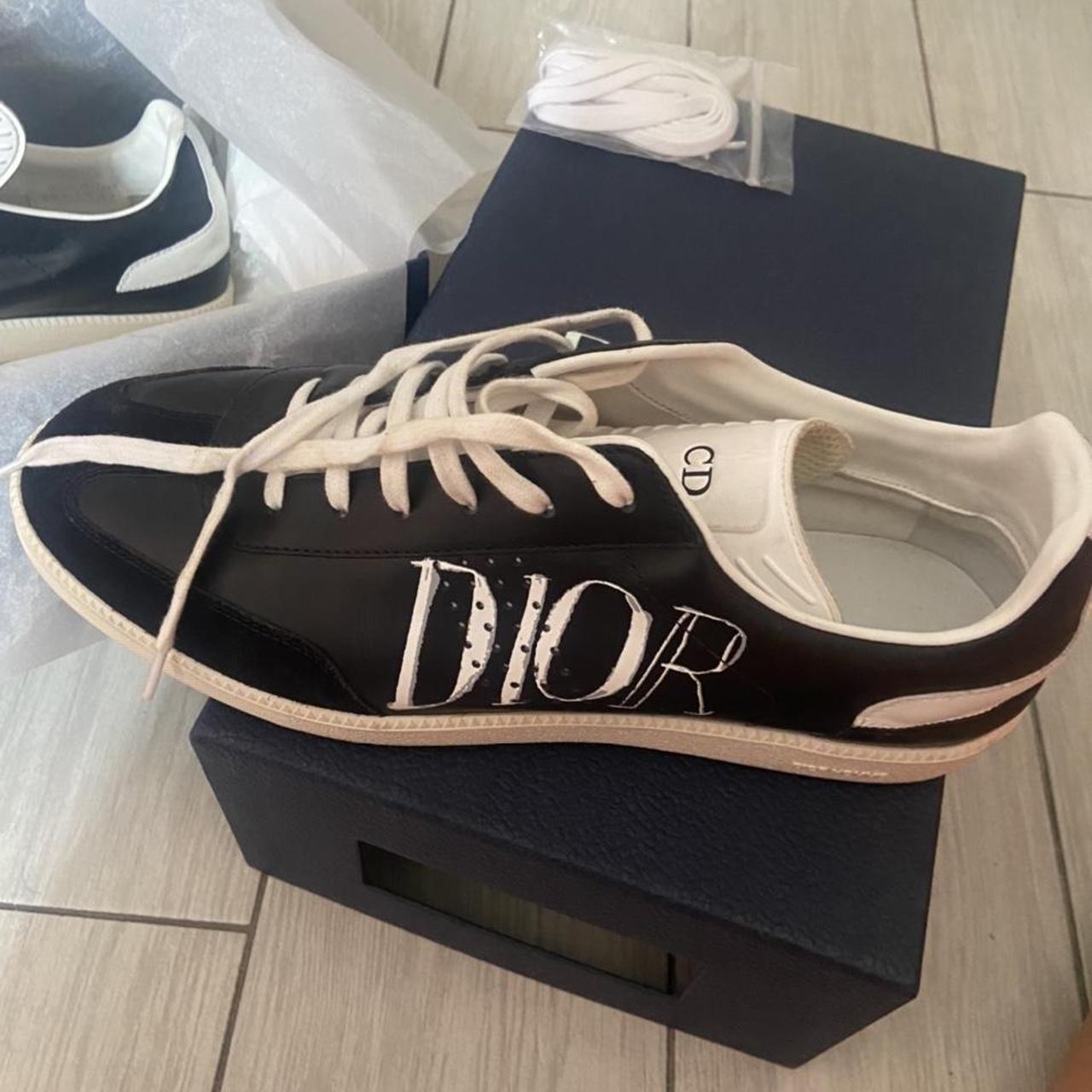 Dior homme sneakers basse in pelle nere con scritta... - Depop