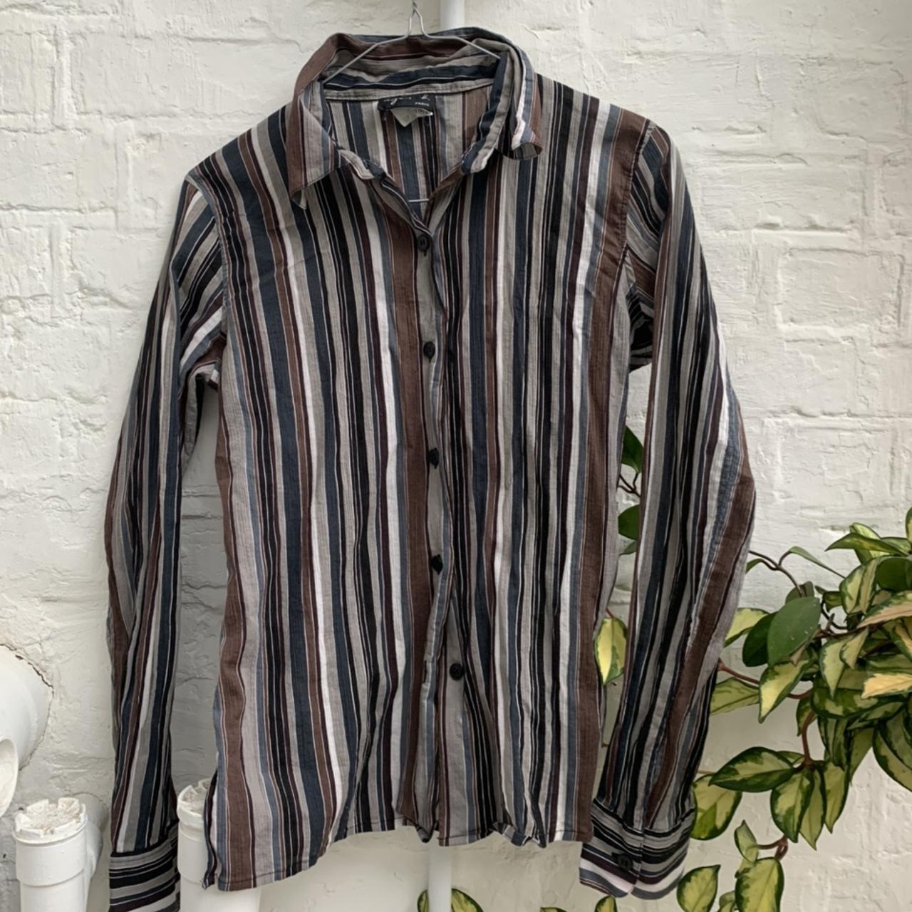 Vintage 1990s Agnès B Striped Blouse. Size 6/8.... - Depop