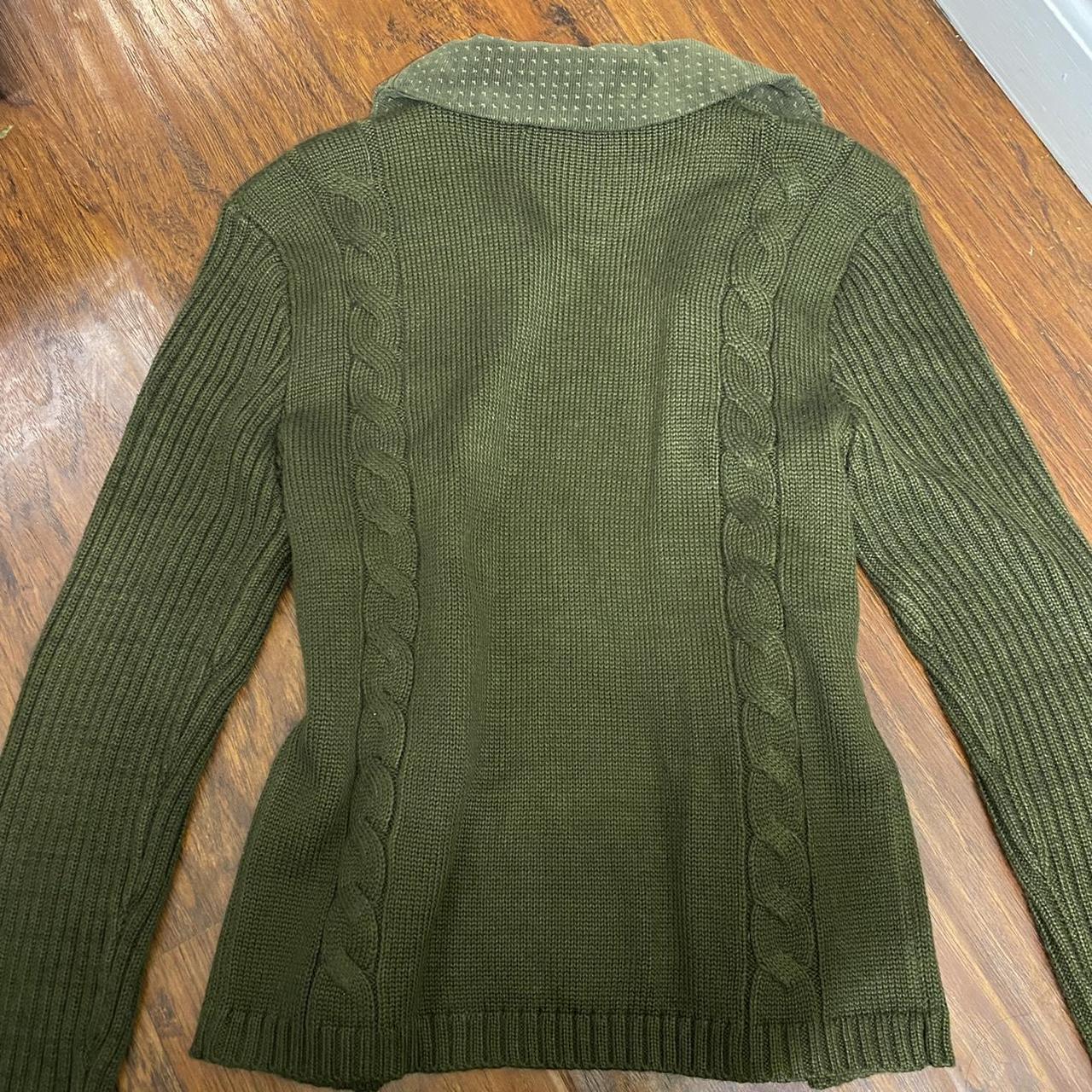 The cutest vintage cardigan Army green color with a... - Depop