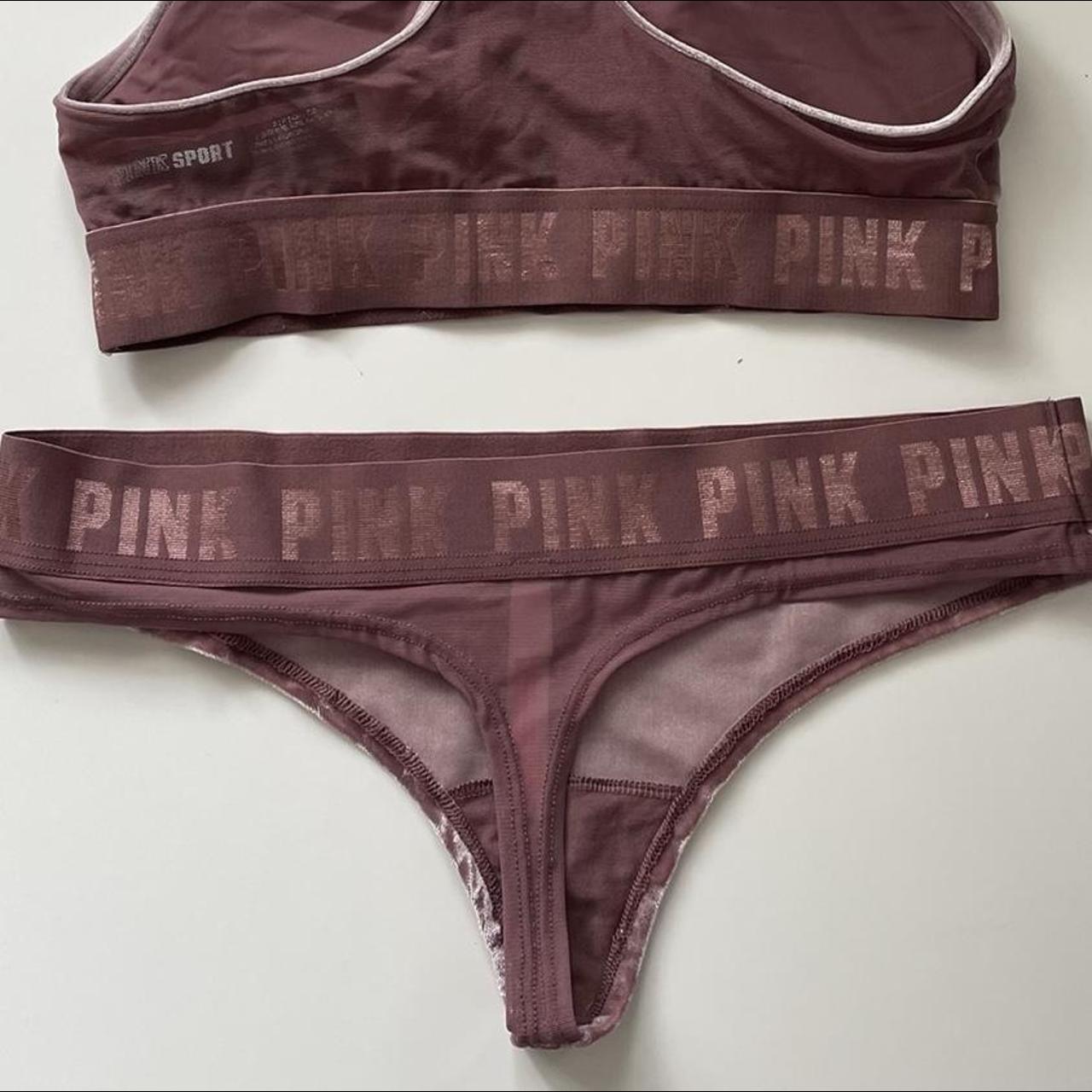 Victoria’s Secret pink velour thong underwear in... - Depop