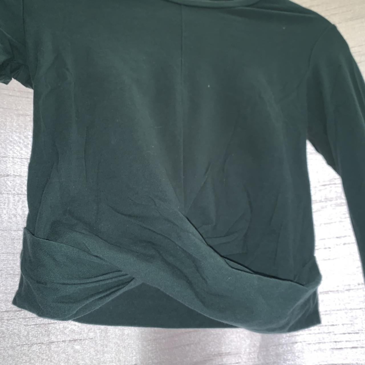 Zara green long sleeve knot front crop top Worn... Depop