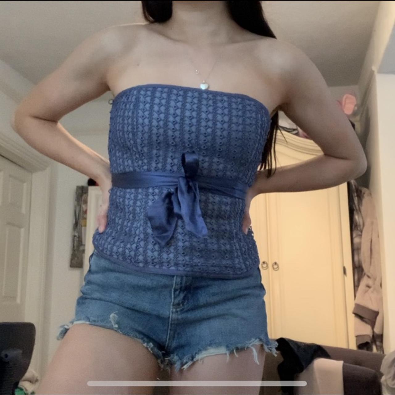 THE CUTEST 2000'S TREND EVER!! ✨ Blue Tweed Corset - Depop