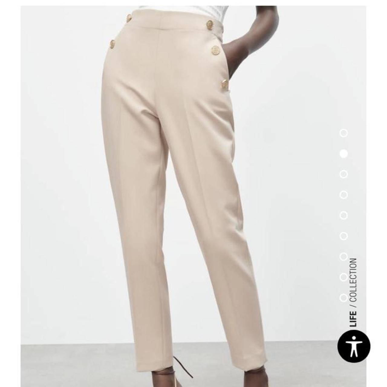 Zara mid rise Beige Slacks for Office Work pants - - Depop