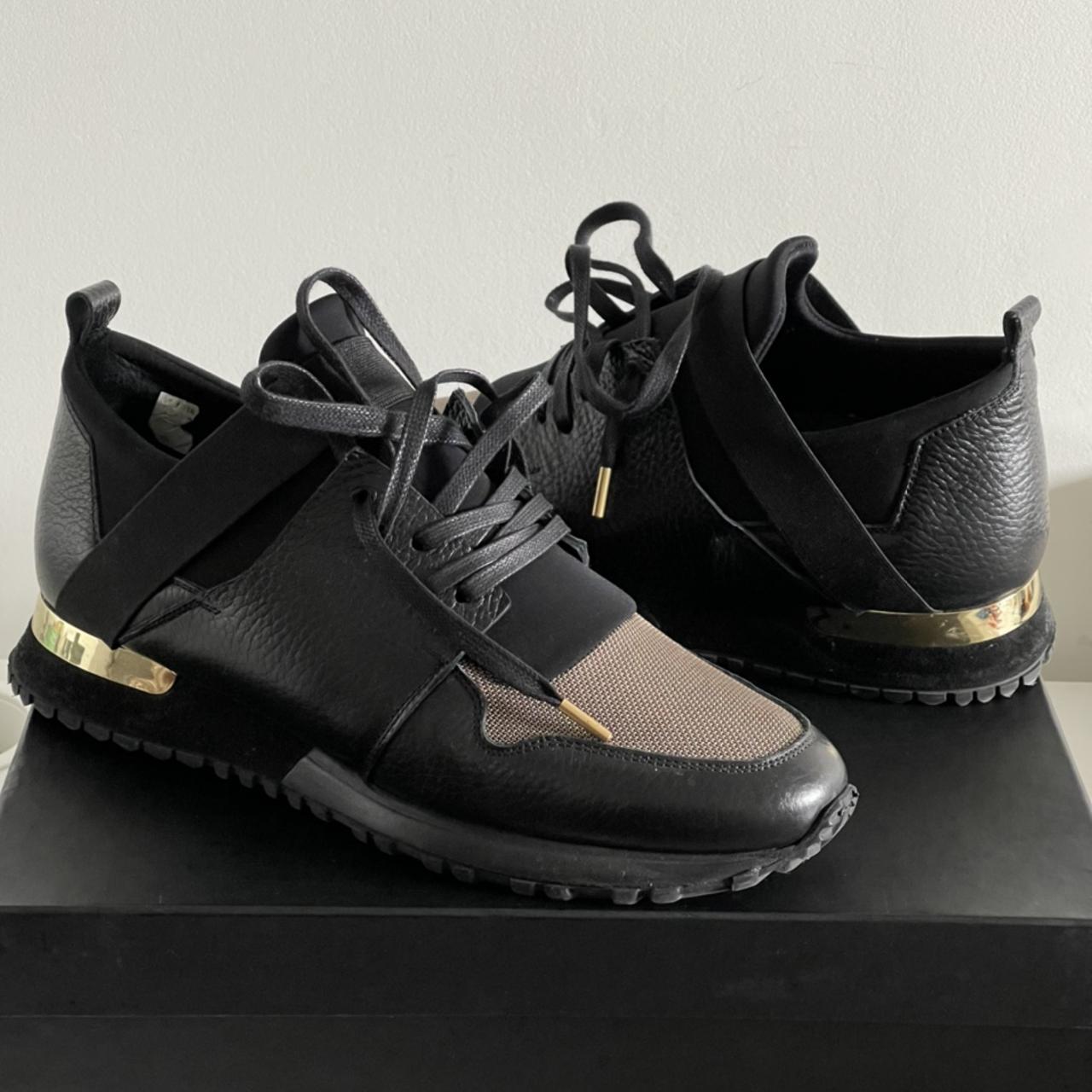 Mallet trainers black and hot sale gold