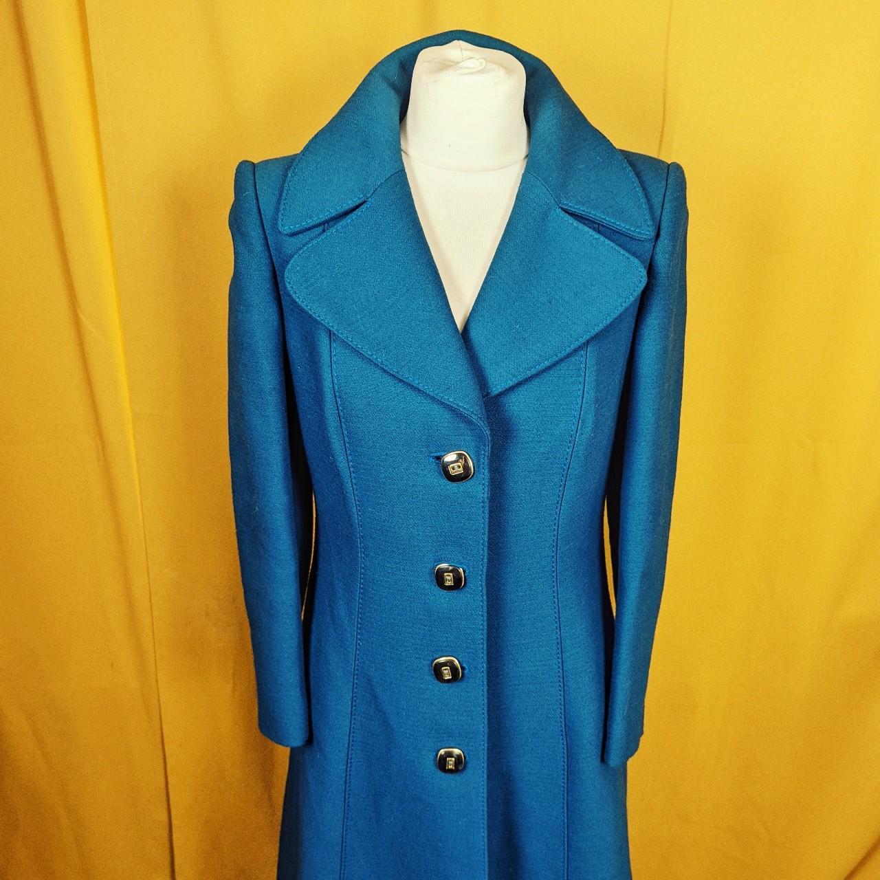 ⭐Beautiful late 50s early 60s long blue coat with... - Depop