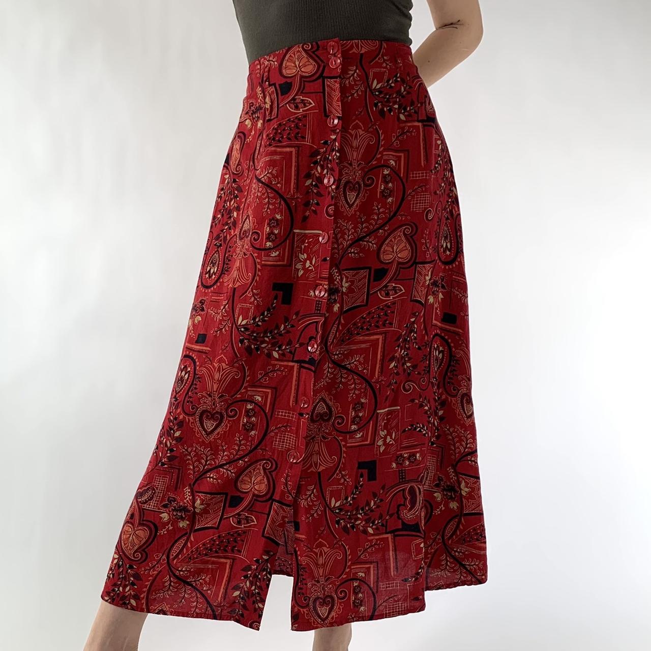 Sag Harbor Women's Red and Black Skirt | Depop