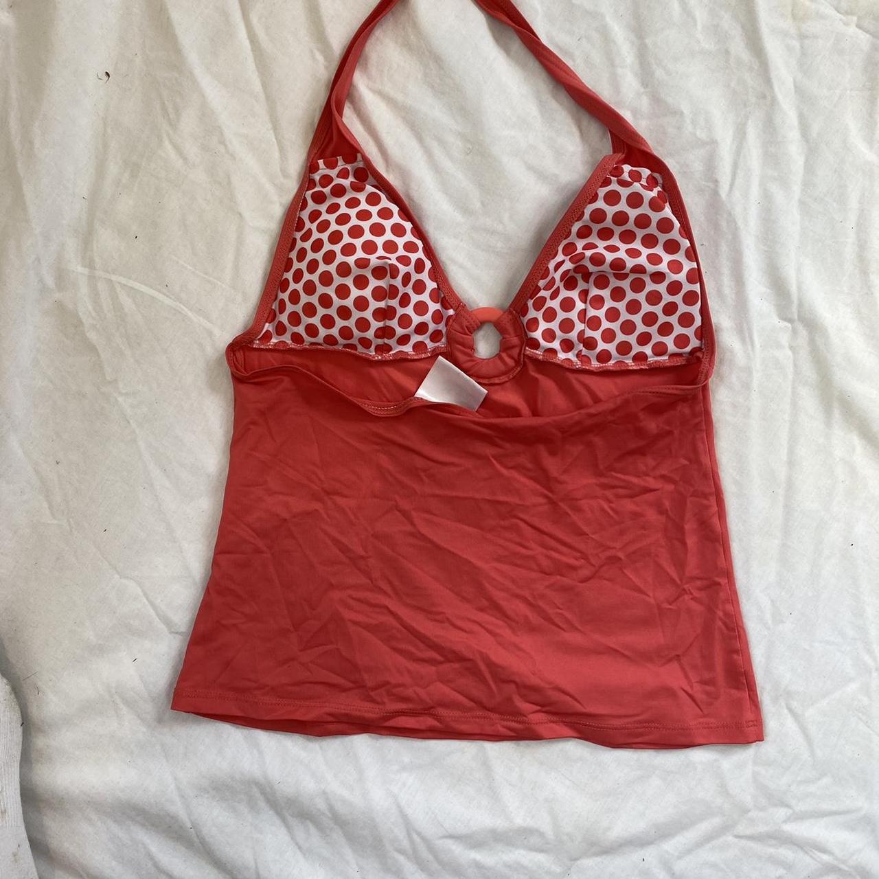 red/pink o ring halter neck tankini top size S Depop