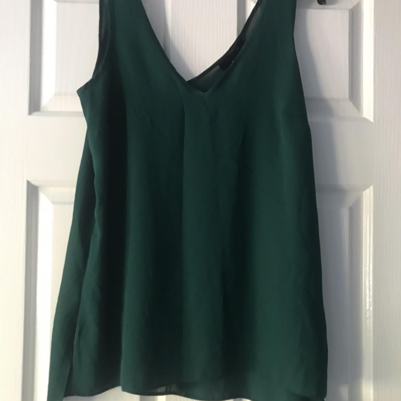 Primark Dark Green Floaty Vest Excellent Condition... - Depop