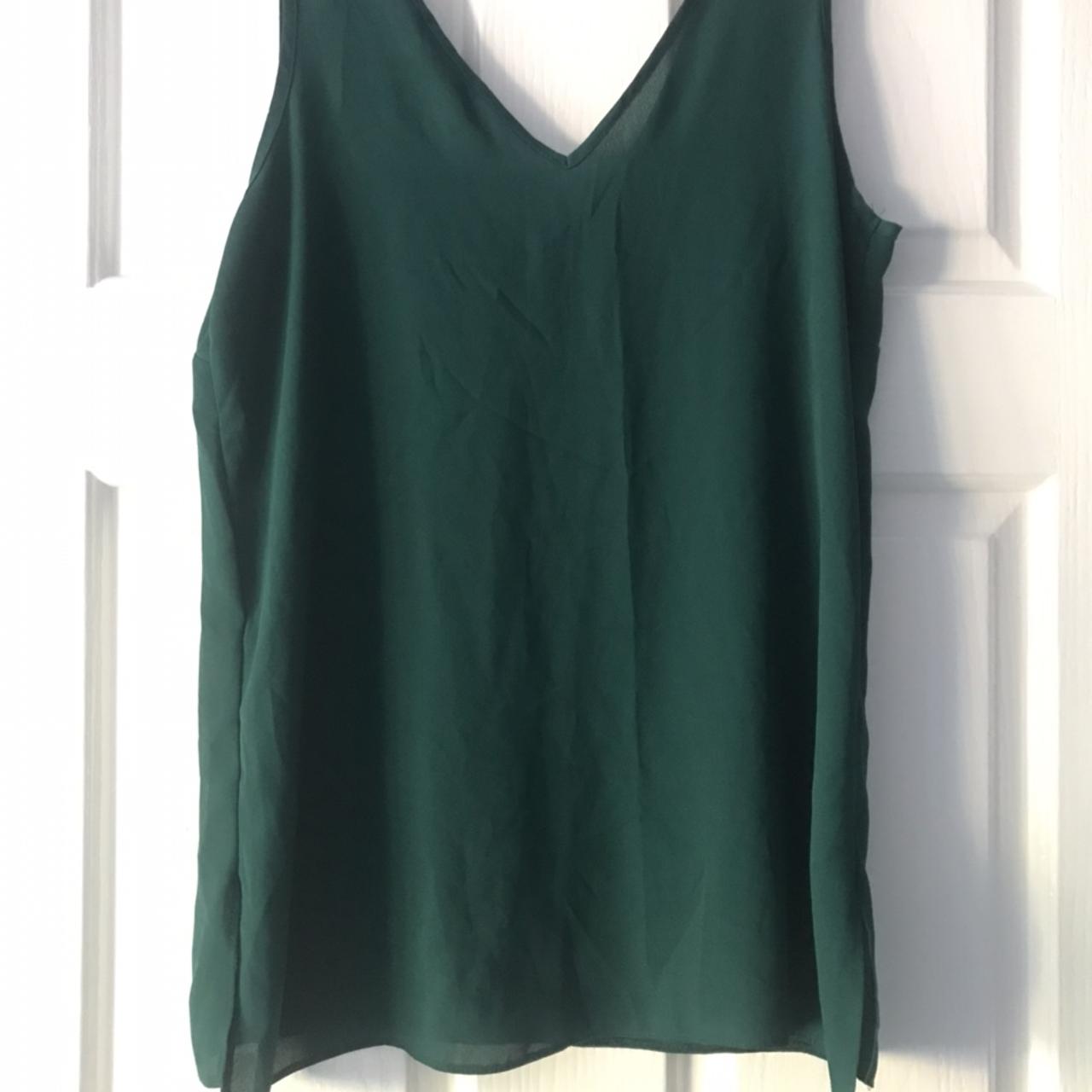 Primark Dark Green Floaty Vest Excellent Condition... - Depop