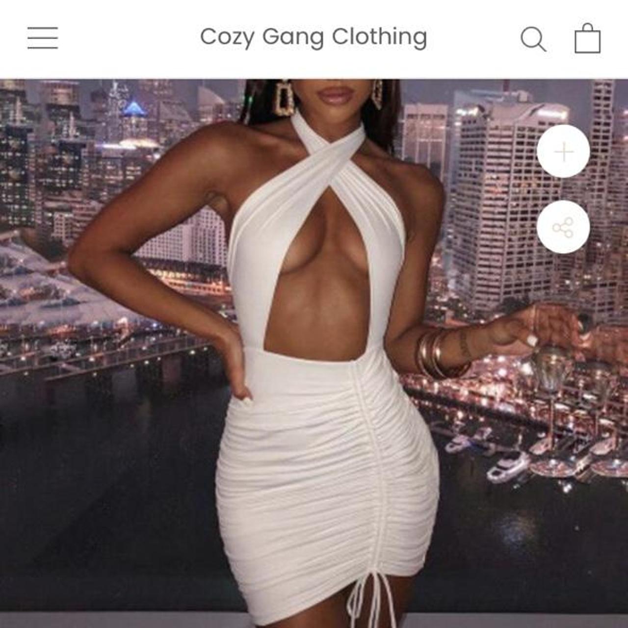 cozy gang clothing white cut out halter neck dress 🤍... Depop