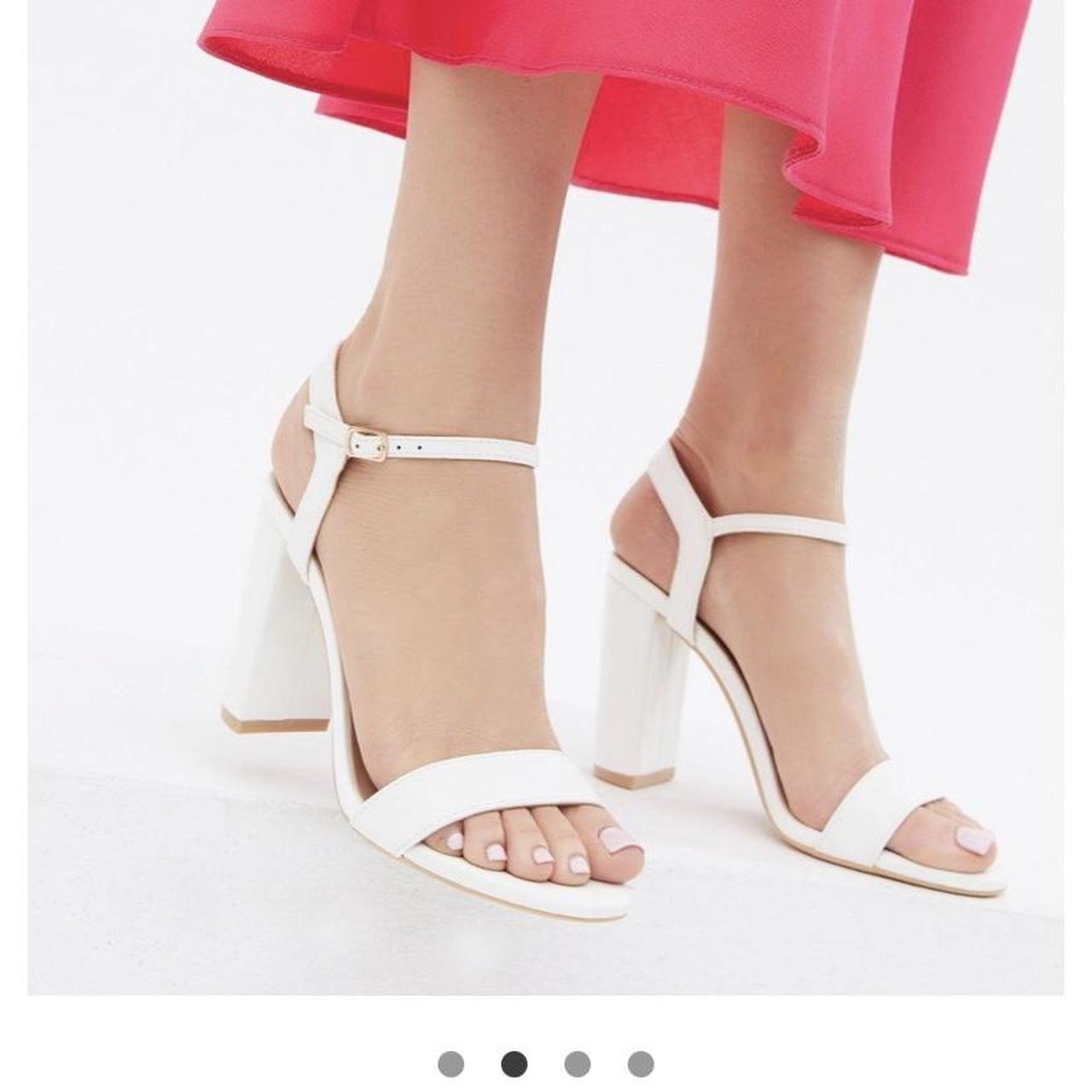 White Part Open Toe Block Heel Sandals from