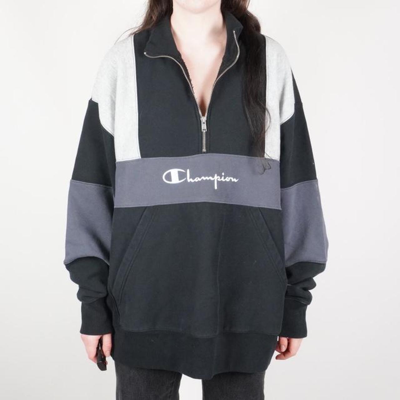 black grey quarter zip crewneck sweatshirt Depop