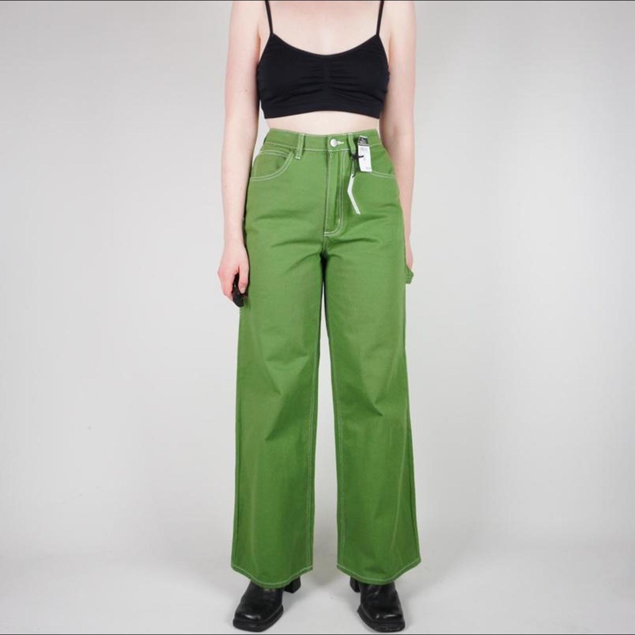 green y2k carpenter pants / jeans - nwt deadstock... - Depop
