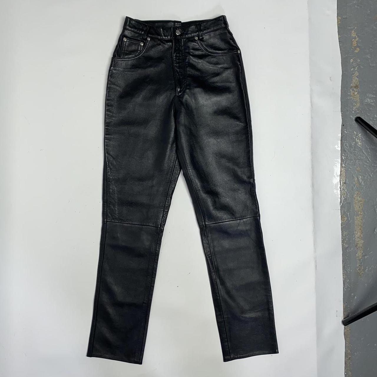 90s black leather pants - nwt xtc leather of new... - Depop