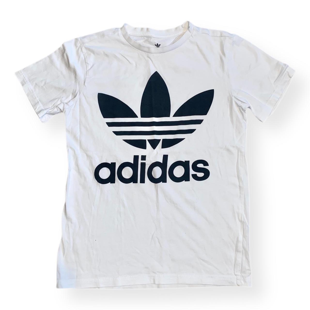 adidas tshirt - white black short sleeve medium... - Depop