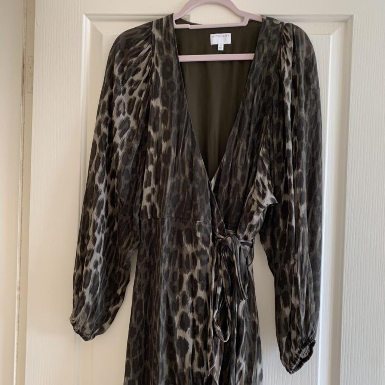 Witchery khaki leopard print wrap dress. Worn once,... - Depop