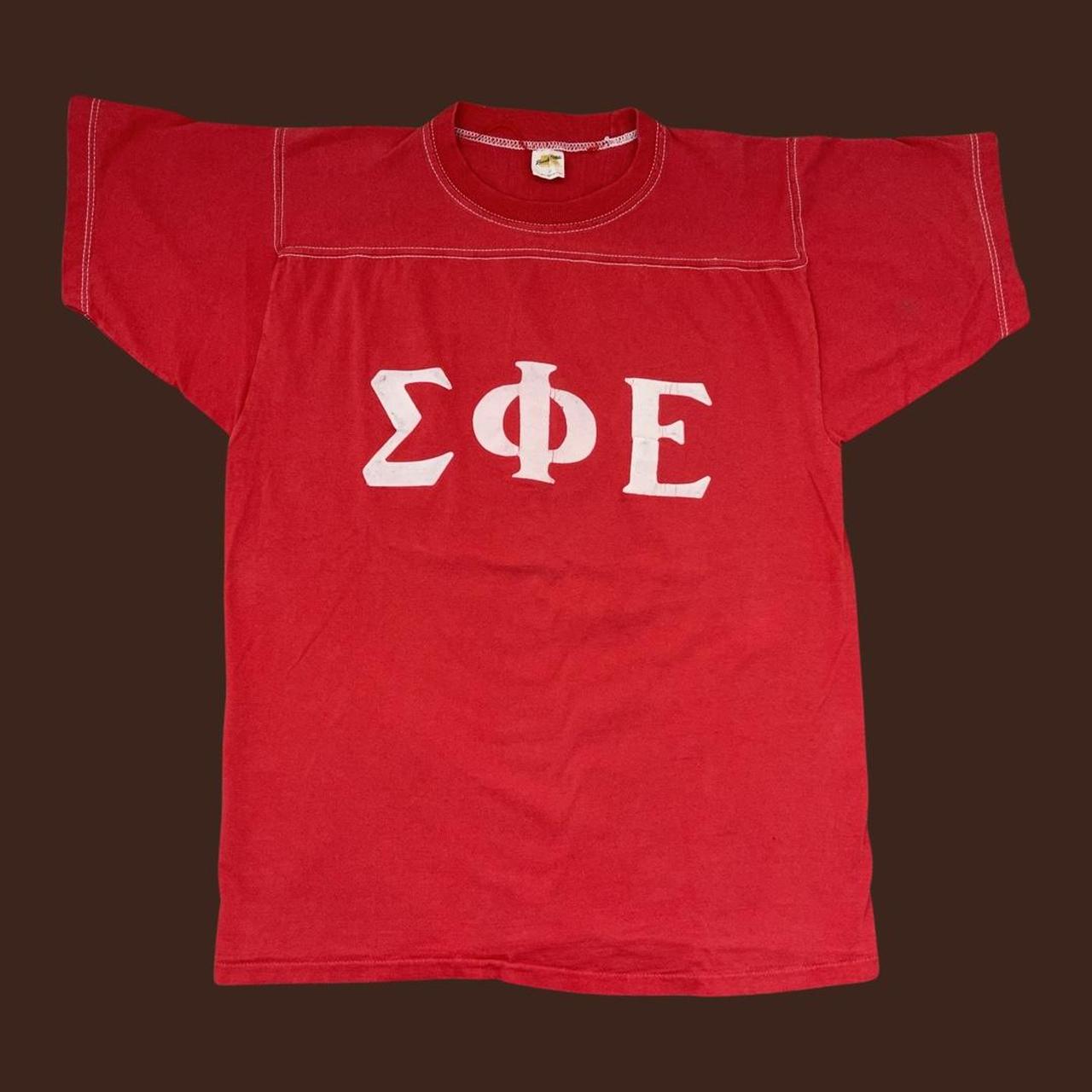 Vintage 70s red fraternity sorority raglan t shirt... - Depop