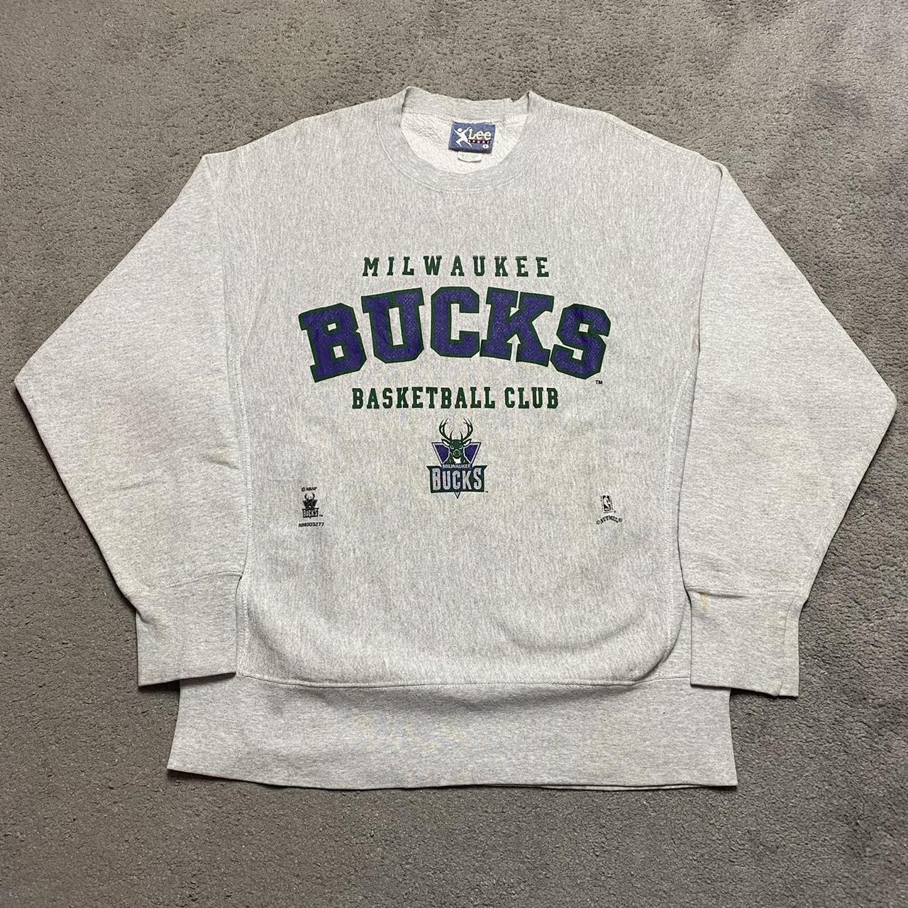 Vintage Milwaukee Bucks NBA Nutmeg grey sweatshirt.... - Depop