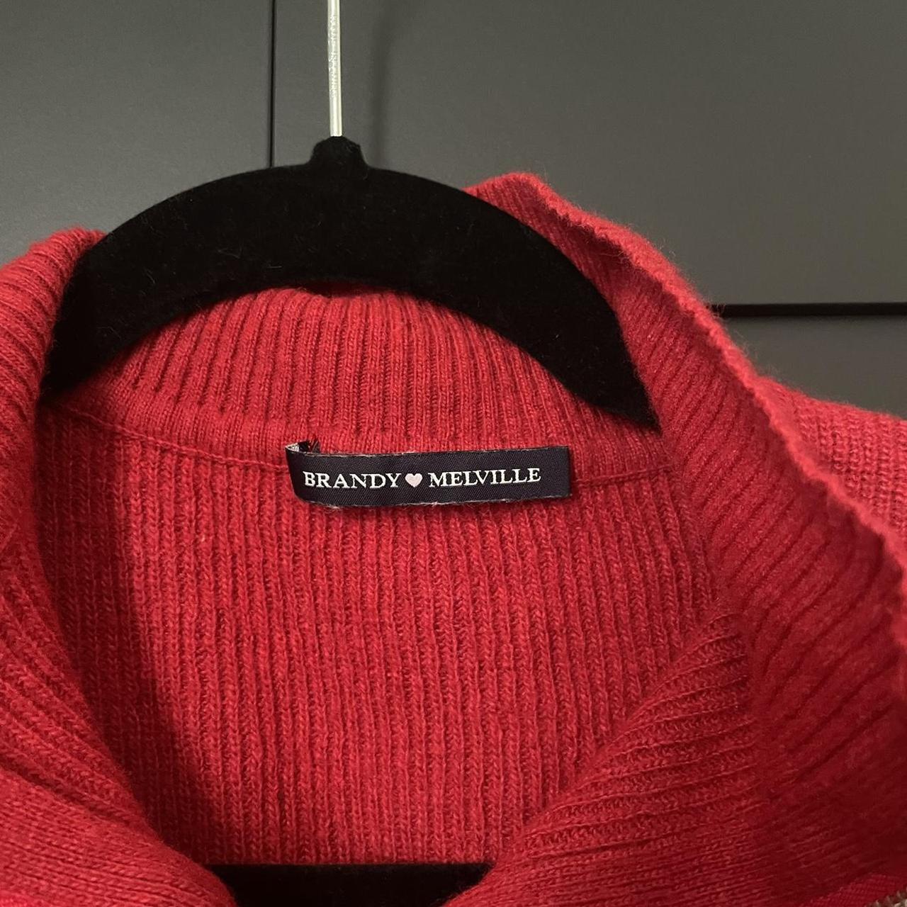 Brandy Melville red zip up sweater one... Depop