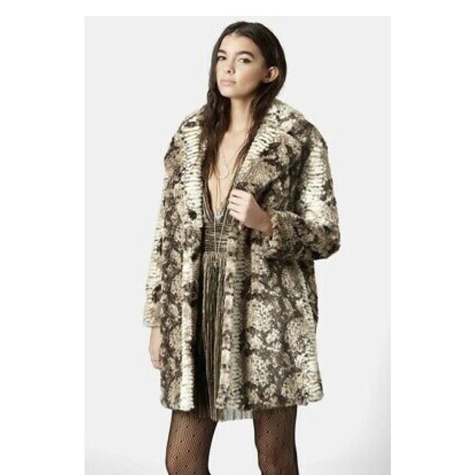 Topshop faux fur snake print coat size 8 Excellent Depop