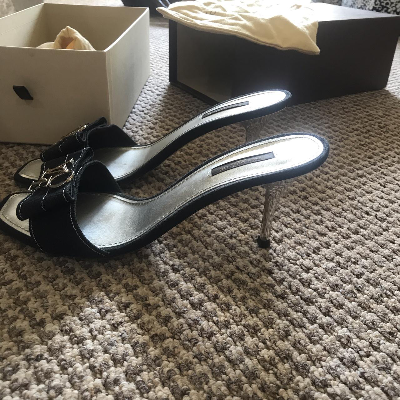 Louis vuitton pearl white heels size UK 5 worn once - Depop