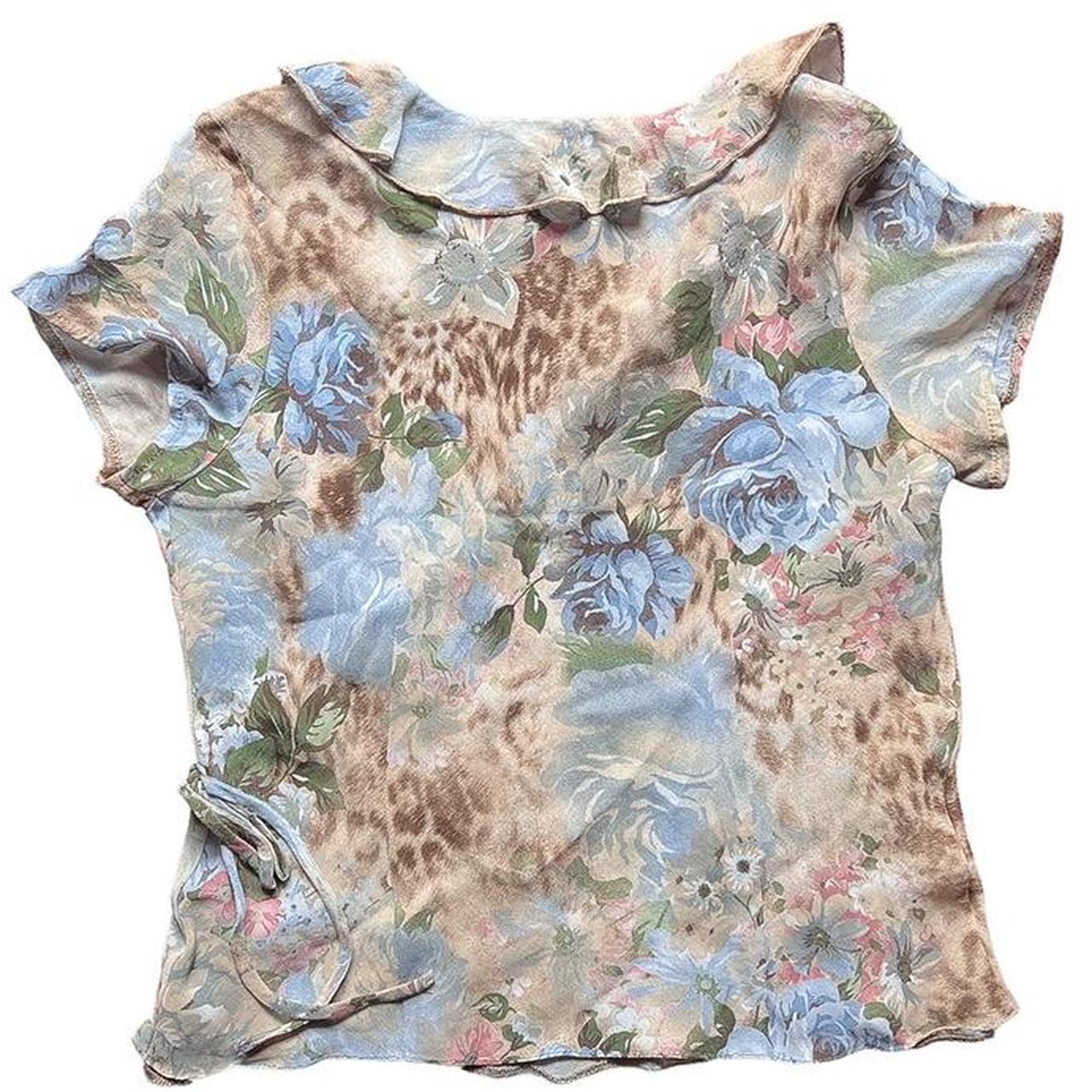 Wallis Women's Tan and Blue Blouse (3)