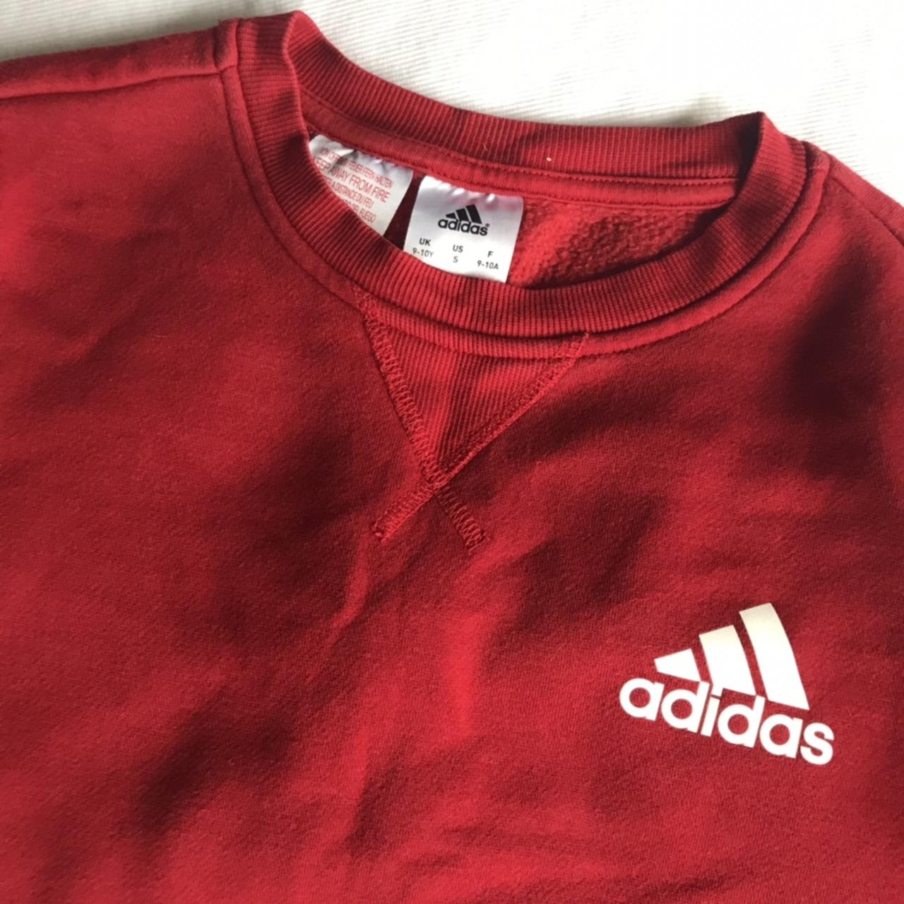 Red Adidas Crew Neck Jumper Juniors 9-10 years - Depop