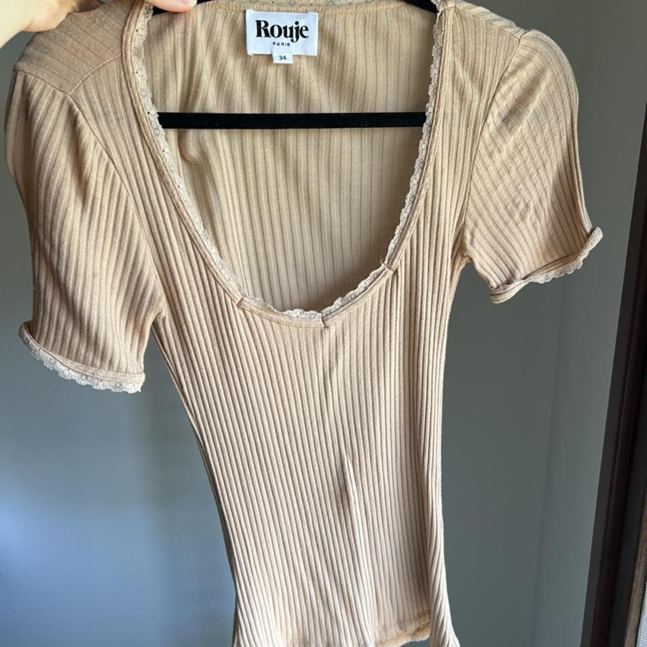rouje nude lace top price negotiable - Depop