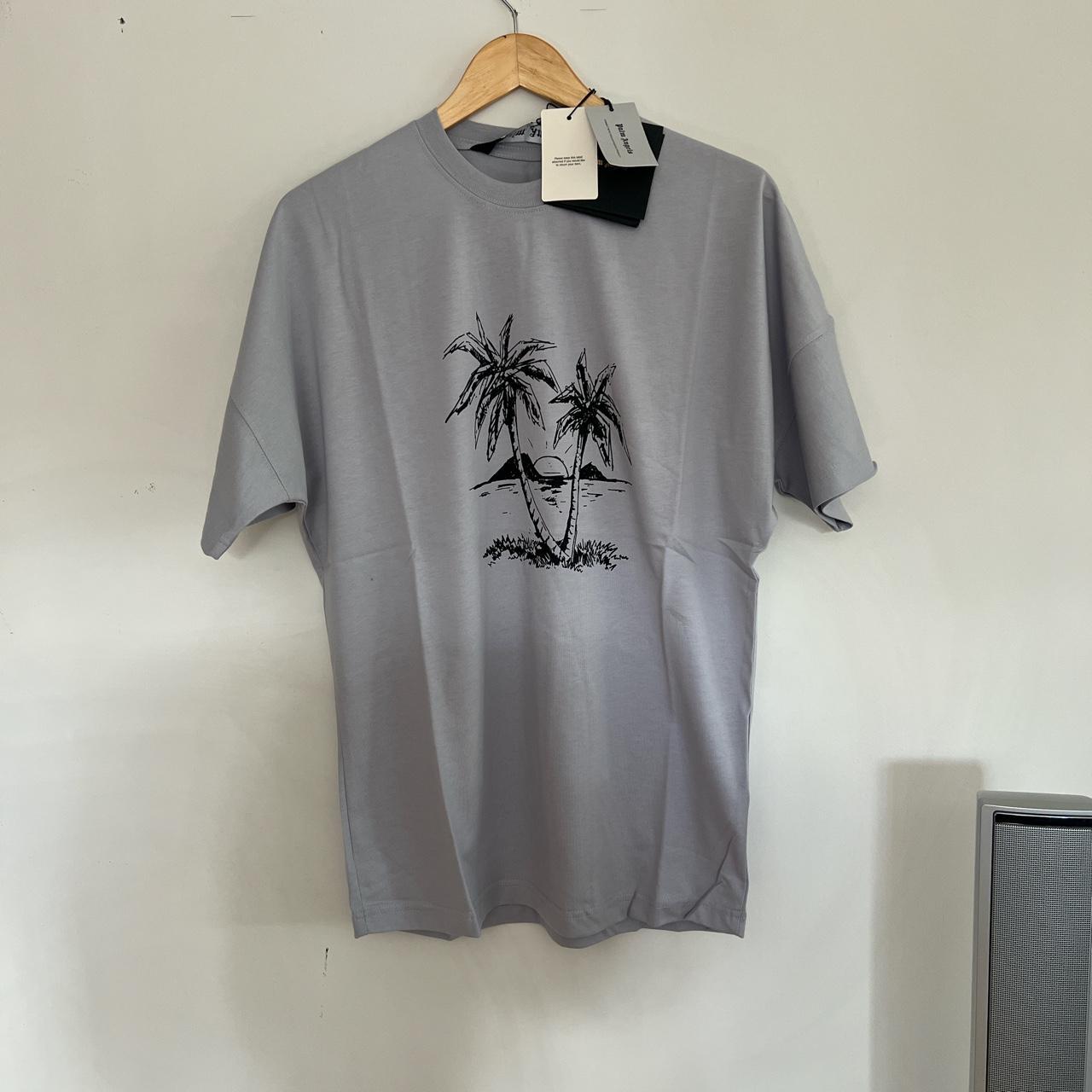 Palm angels oversized t shirt in grey Brand-new... - Depop