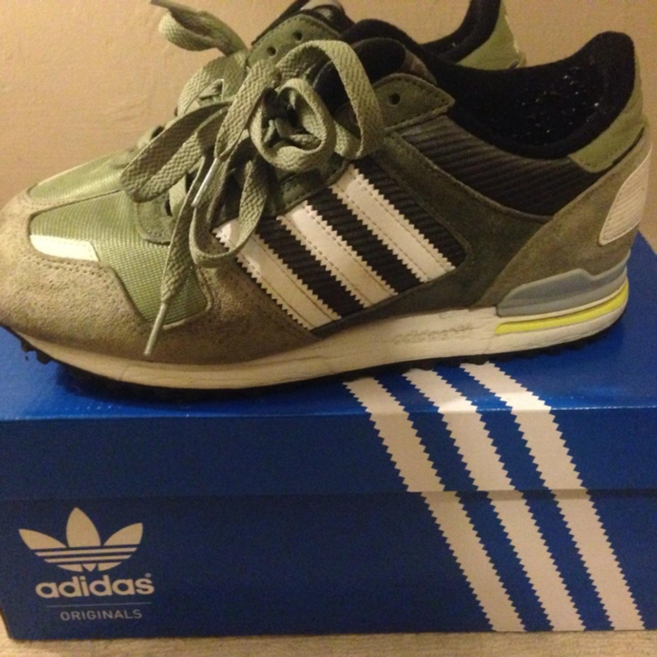 Adidas ZX 700- colour khak suede barely worn still - Depop