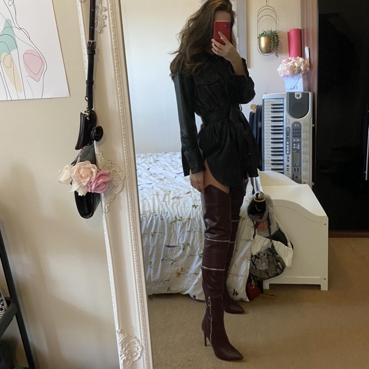 womens burgundy boots uk