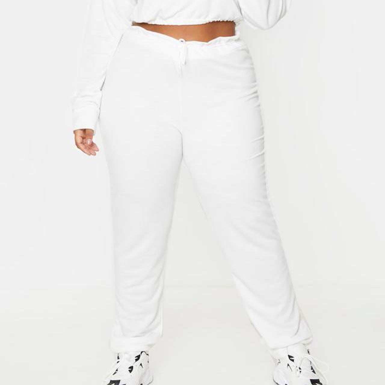 Pretty Little Thing Light Cream / White Sweat Toggle... Depop