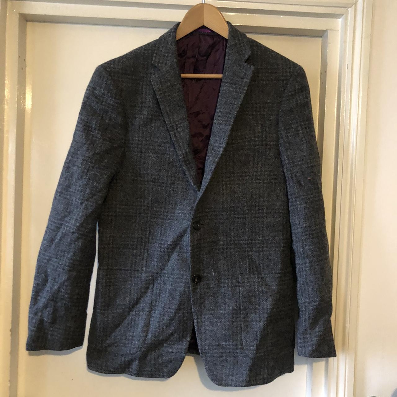 New House of Fraser Linea check grey tweed jacket. Depop