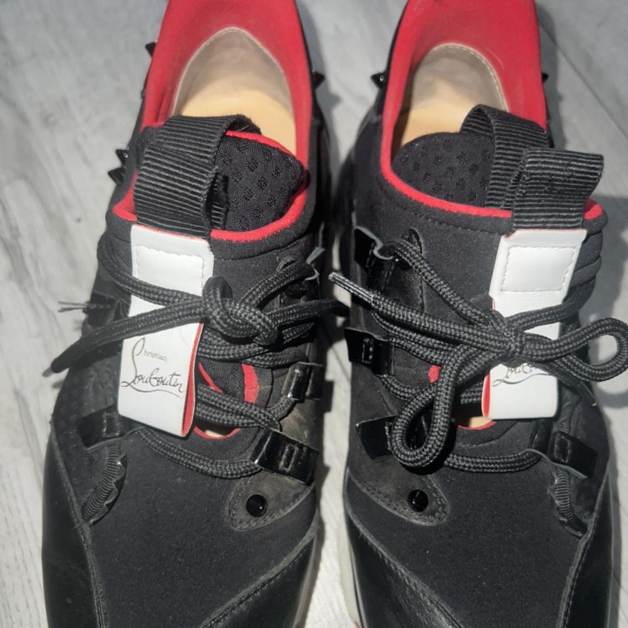 Christian louboutin black glitter trainers Size 5 - Depop