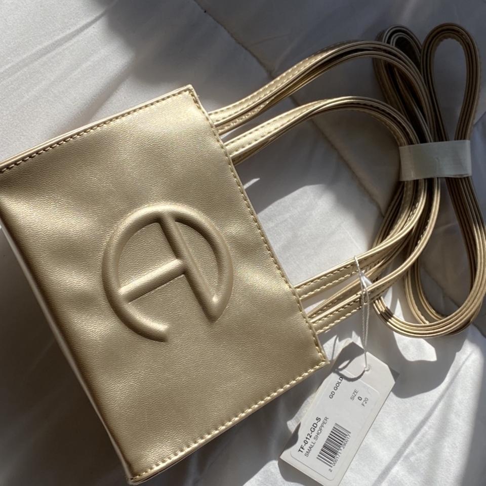 gold telfar bag small