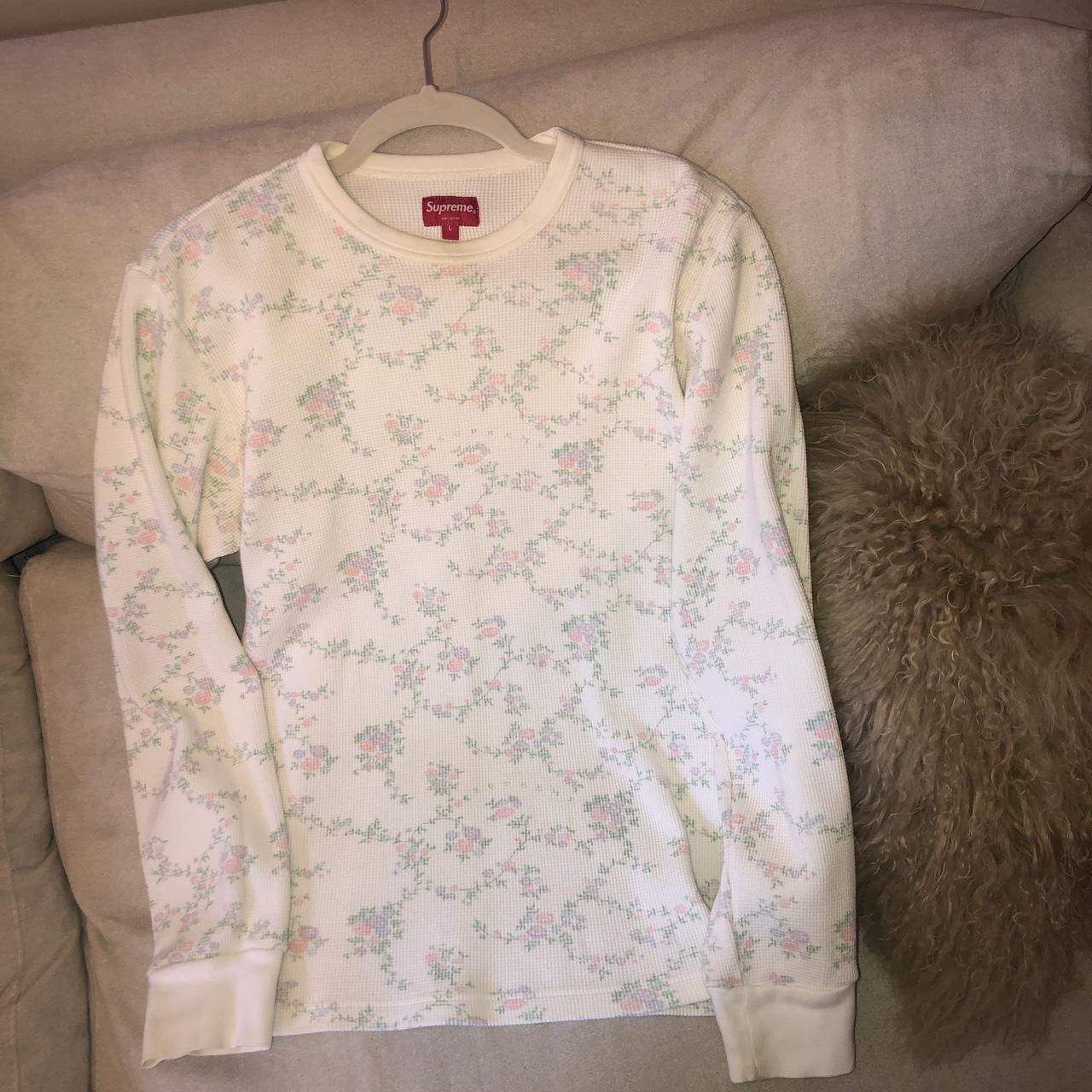 Supreme Floral Waffle Thermal. White color way. - Depop