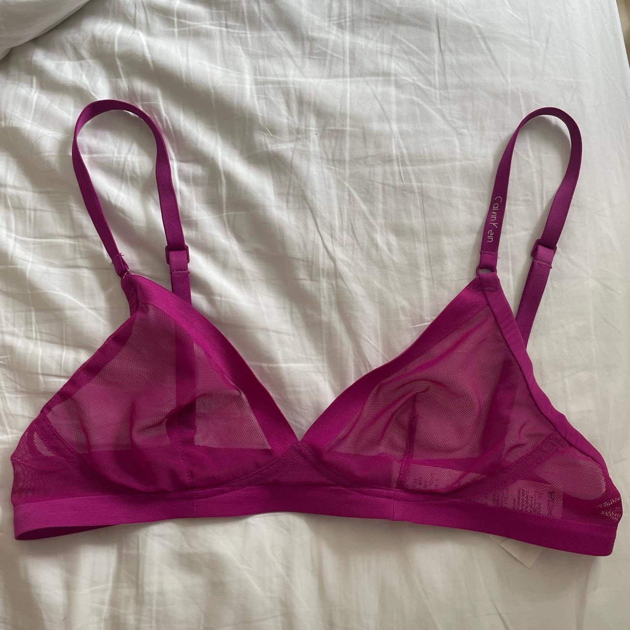 Calvin Klein Women's Pink and Purple Bra | Depop