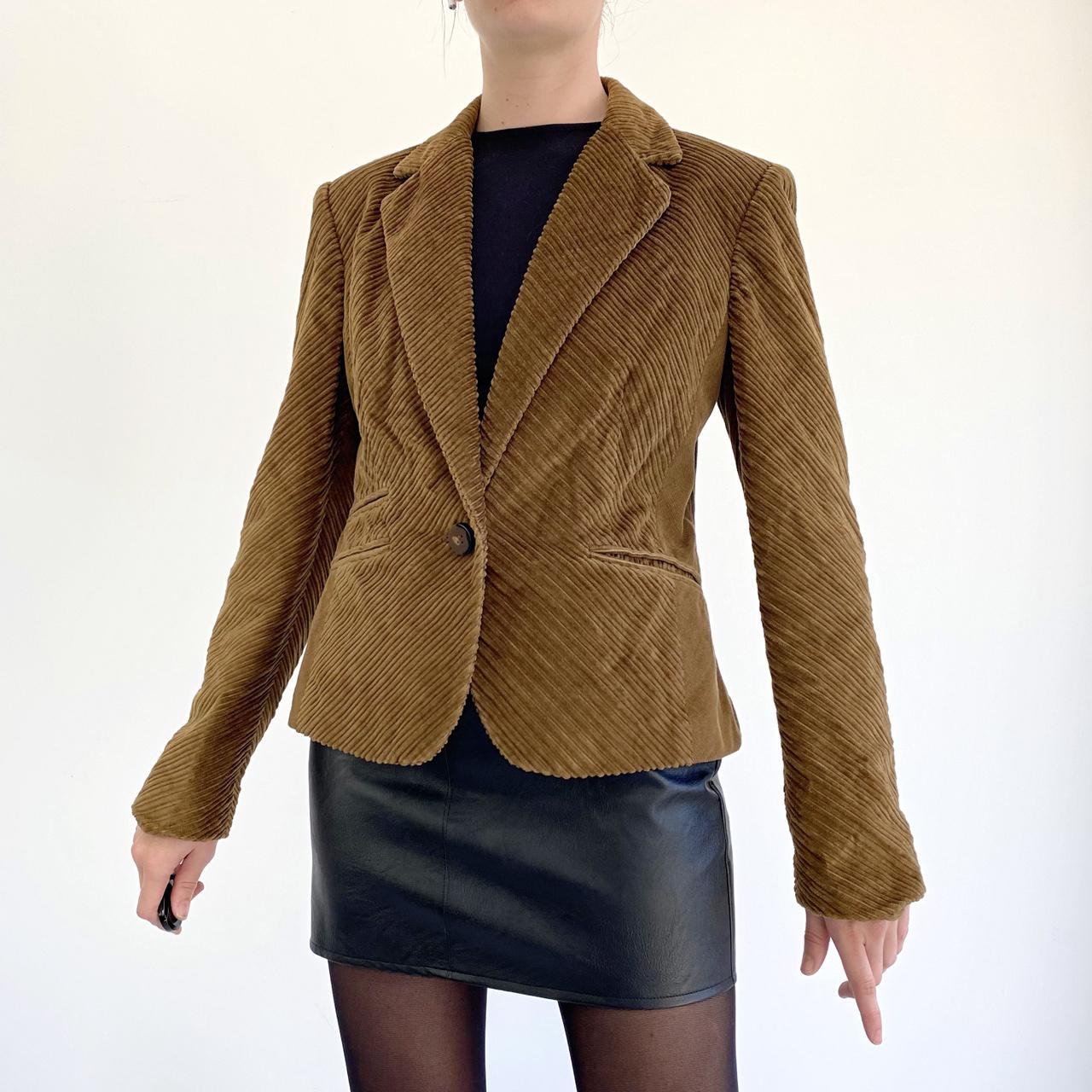 Vintage brown cord blazer style fitted jacket 3... Depop