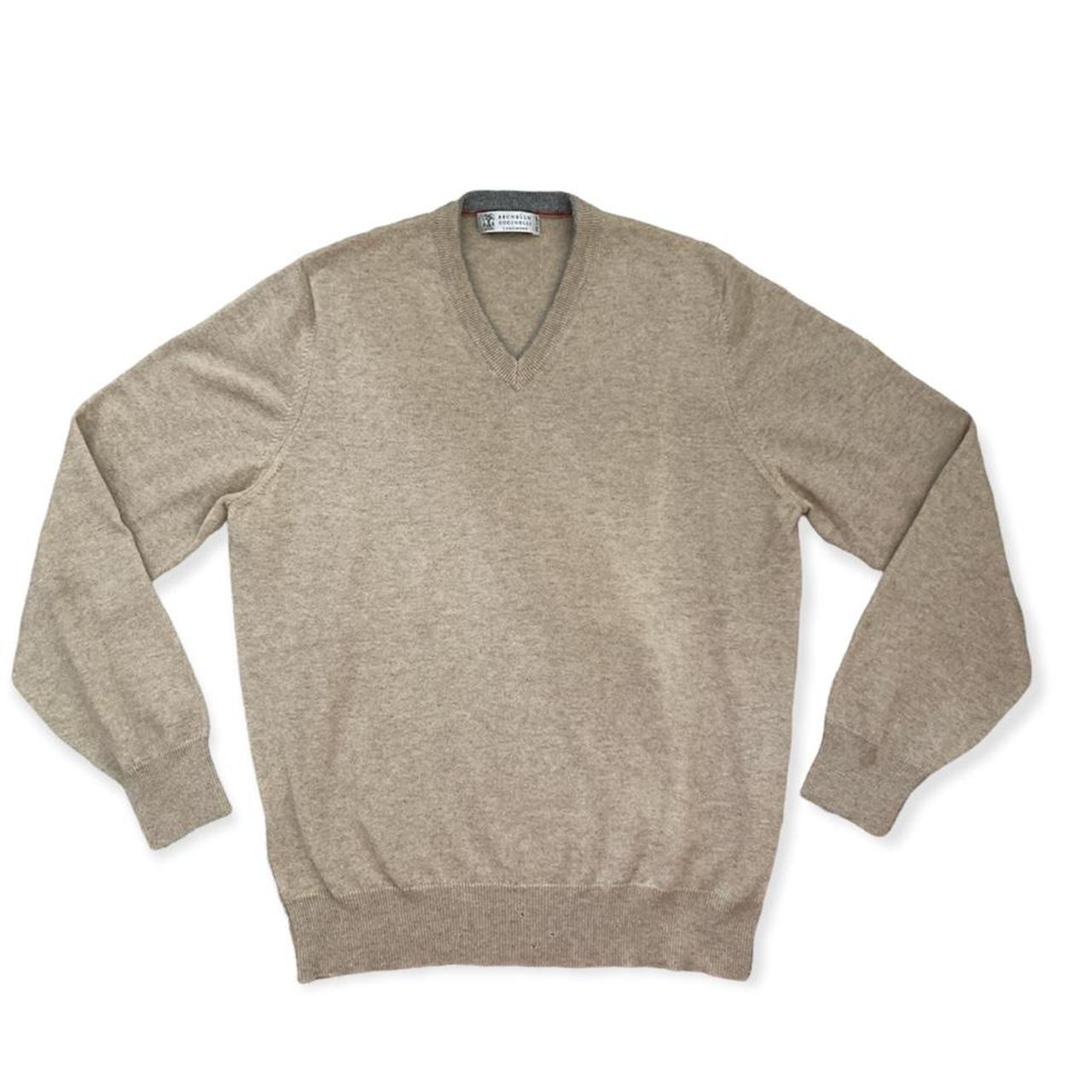 BRUNELLO CUCINELLI, Cream Men's Cashmere Jumper