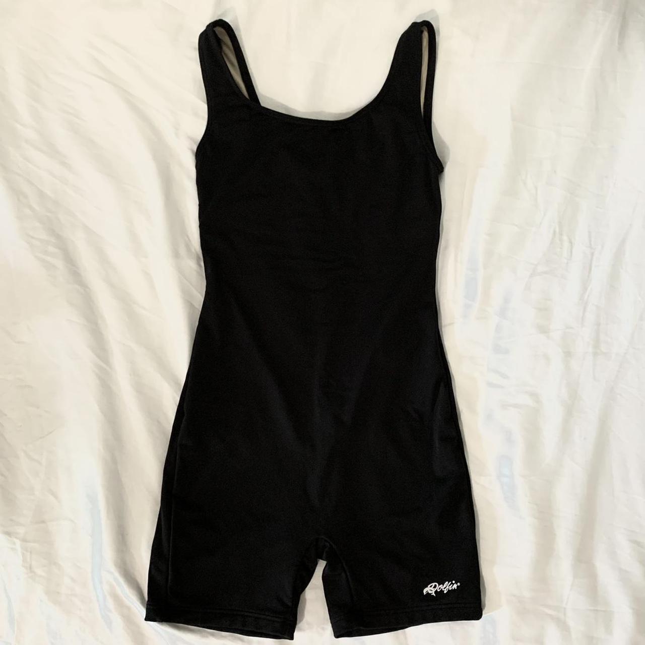 Black Bodysuit/ one piece biker shorts swim... Depop