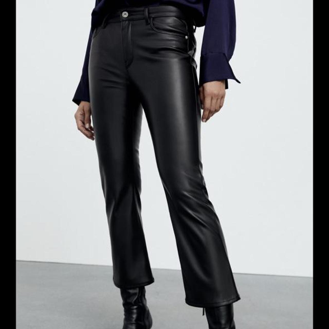 Zara mini flare faux leather pants 🖤 no tag but... - Depop