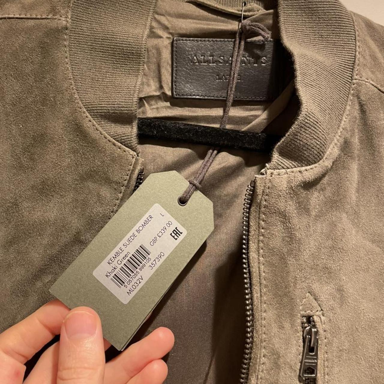 Allsaints Kemble suede bomber. Khaki green. Size... - Depop