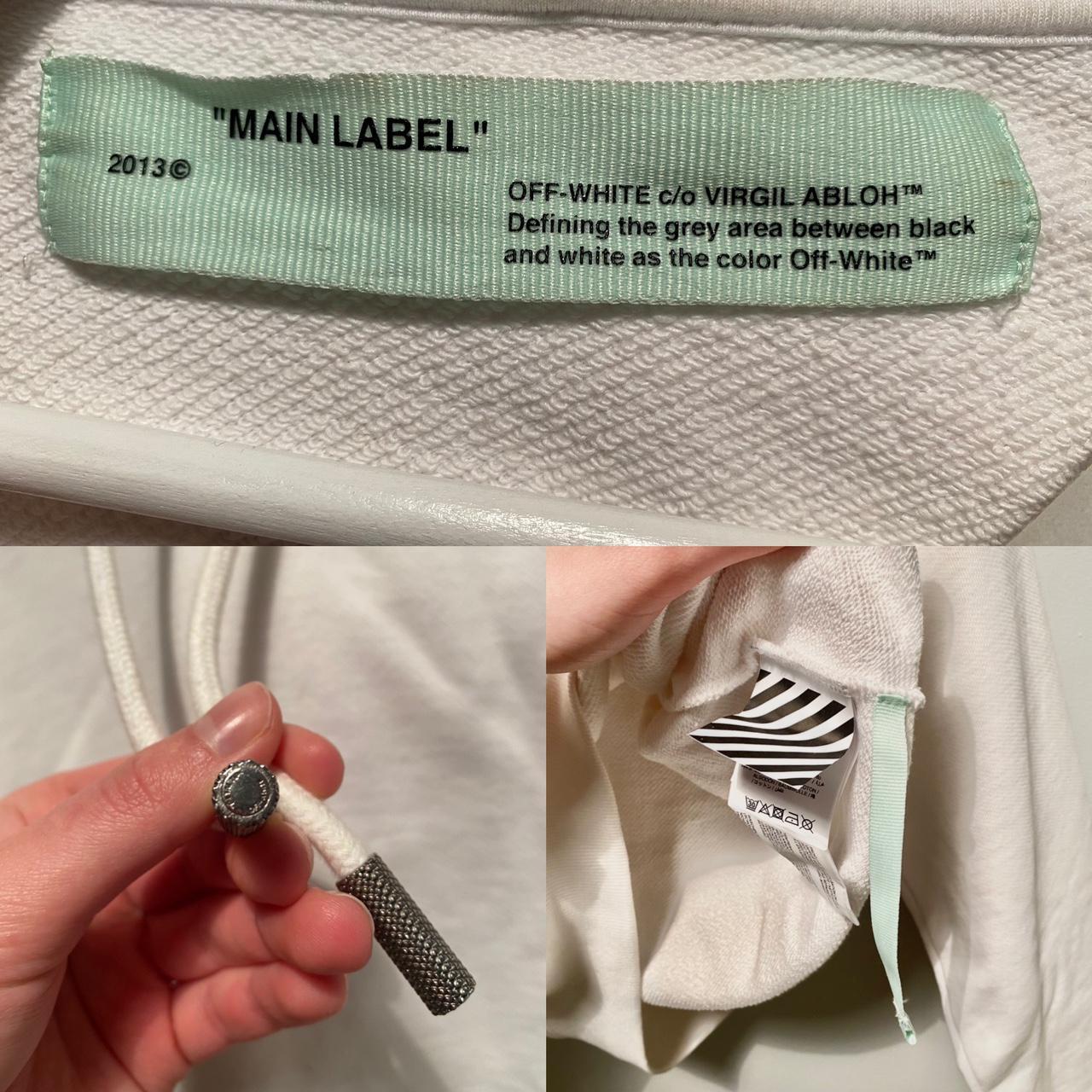 Off white sale tag on hoodie