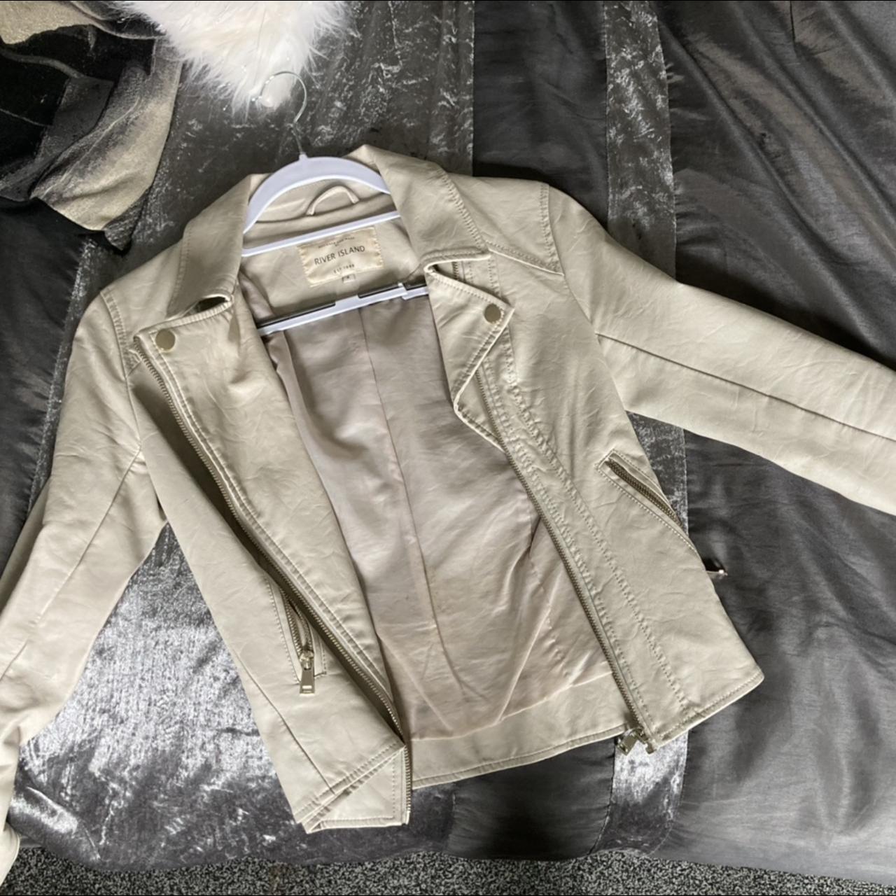 River island cream leather on sale jacket