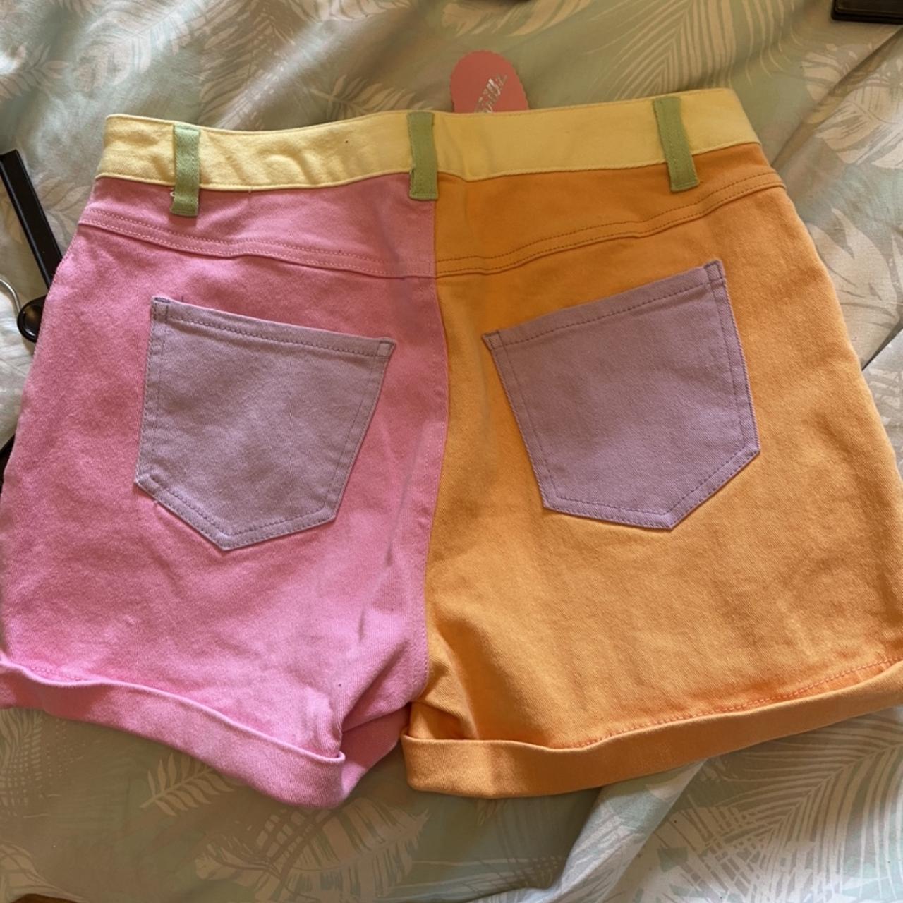Dolls Kill Women's Pink and Orange Shorts Depop